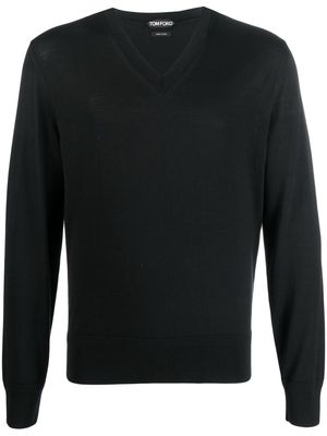 TOM FORD fine-knit V-neck jumper - Black