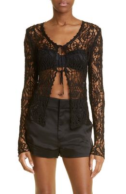 TOM FORD Fine Lace Knit Cardigan in Black