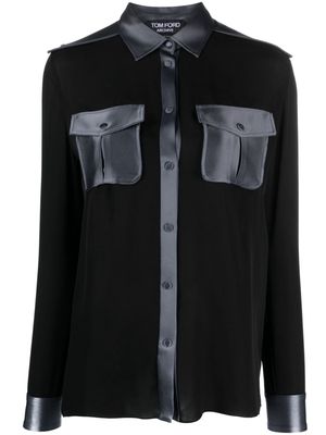 TOM FORD flap-pocket satin-trim shirt - Black