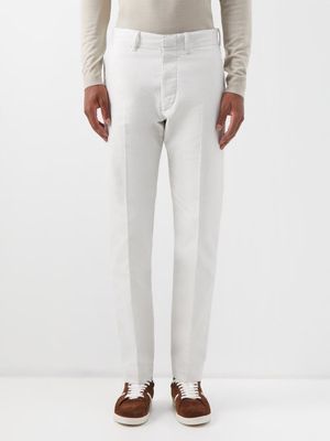 Tom Ford - Flat-front Cotton Chinos - Mens - White