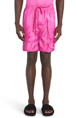 TOM FORD Floral Pleated Jacquard Shorts in Magenta
