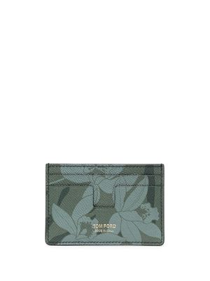 TOM FORD floral-print leather cardholder - Green