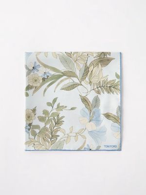 Tom Ford - Floral-print Silk-twill Pocket Square - Mens - Blue Multi