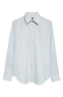 TOM FORD Fluid Fit Cotton & Silk Button-Up Shirt in Light Blue