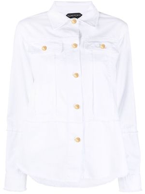 TOM FORD frayed-cotton brim shirt - White