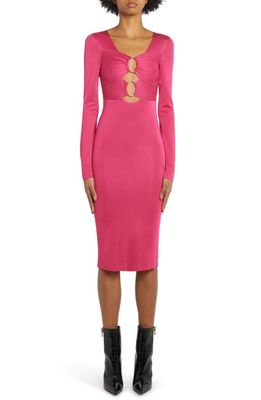 TOM FORD Front Cutout Long Sleeve Body-Con Dress in Bright Rose