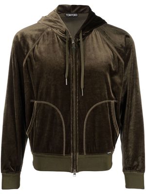 TOM FORD full-zip hooded jacket - Brown