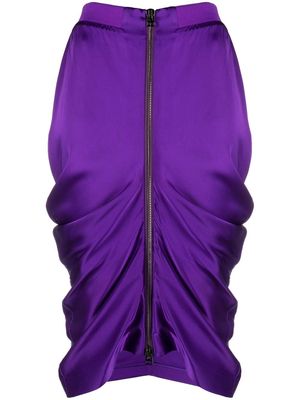 TOM FORD gathered-effect zipped midi skirt - Purple