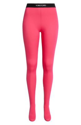 TOM FORD Glossy Jersey Footed Leggings in Bright Fuxia