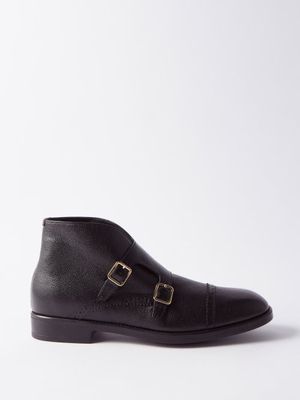 Tom Ford - Grained-leather Double Monk-strap Boots - Mens - Black