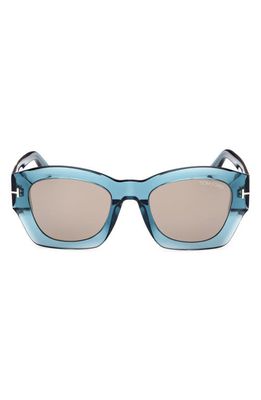 TOM FORD Guilliana 52mm Geometric Sunglasses in Shiny Aqua /Roviex Mirror