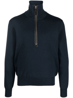 TOM FORD half-zip knitted jumper - Blue