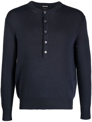 TOM FORD Henley silk knitted top - Blue