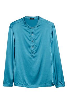 TOM FORD Henley Stretch Silk Pajama Shirt in Aquamarine