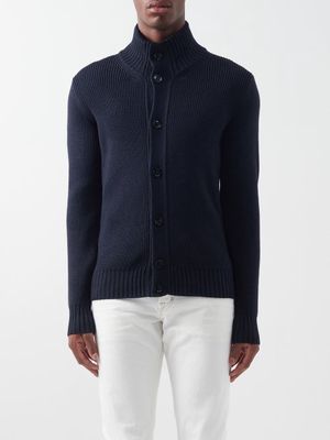 Tom Ford - High-neck Wool-blend Cardigan - Mens - Navy