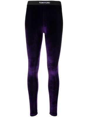 TOM FORD high-waisted velour leggings - Purple