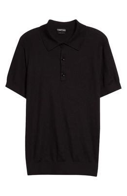 TOM FORD Honeycomb Knit Polo in Black