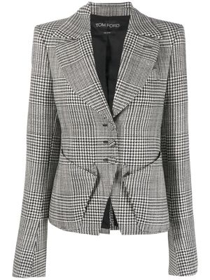 TOM FORD houndstooth-pattern buttoned fitted jacket - Black