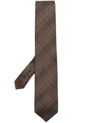 TOM FORD interwoven-design silk tie - Brown