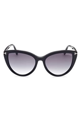 TOM FORD Isabella-02 56mm Gradient Cat Eye Sunglasses in Sblk/Smkg