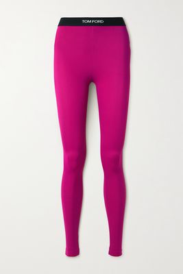 TOM FORD - Jacquard-trimmed Stretch-jersey Leggings - Pink