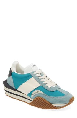 TOM FORD James Mixed Media Low Top Sneaker in Sage/Green/Cream