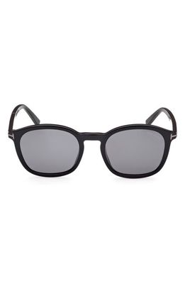 TOM FORD Jayson 52mm Polarized Square Sunglasses in Shiny Black /Polarized Smoke