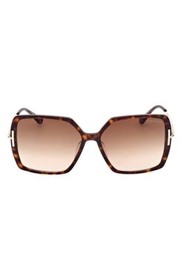 TOM FORD Joanna 59mm Gradient Polarized Butterfly Sunglasses in Shiny Havana Rose Gold /Brown