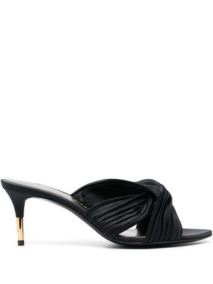 TOM FORD knot-detail 75mm pleated mules - Black