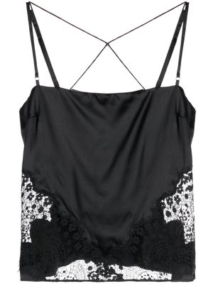 TOM FORD lace-detail sleeveless satin top - Black