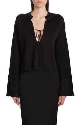 Tom Ford Lace-Up Neck Sweater in Black