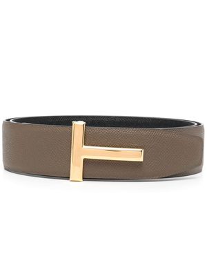 TOM FORD leather logo plaque belt - Brown