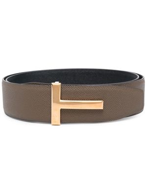 TOM FORD leather logo plaque belt - Green