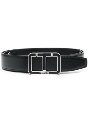 TOM FORD leather logo-print buckle belt - Black