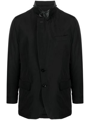 TOM FORD leather-trim single-breasted blazer - Black