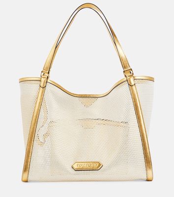 Tom Ford Leather-trimmed mesh tote bag