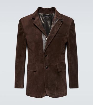Tom Ford Leather-trimmed suede blazer