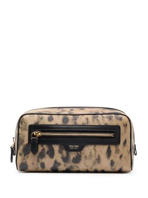 TOM FORD leopard-print clutch bag - Neutrals