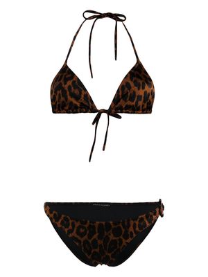 TOM FORD leopard-print halterneck bikini - Brown