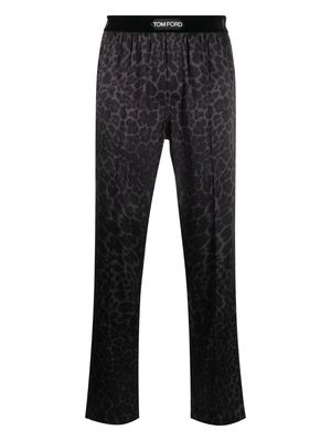 TOM FORD leopard-print silk-blend trousers - Black