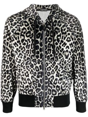 TOM FORD leopard-print track jacket - Grey