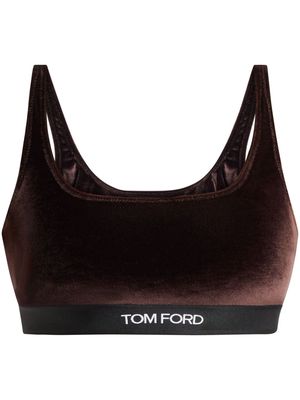 TOM FORD logo-band velvet top - Brown