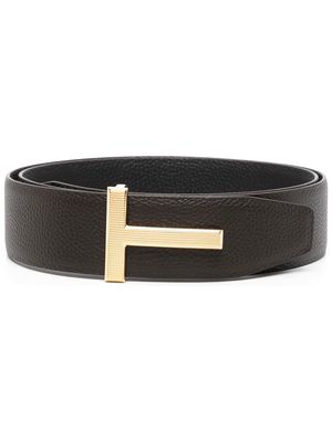TOM FORD logo-buckle grained leather belt - Black