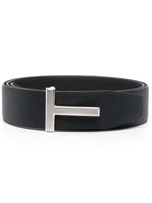 TOM FORD logo buckle grained leather belt - Blue