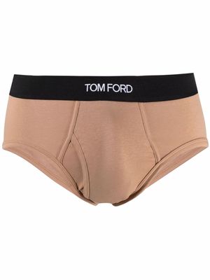 TOM FORD logo cotton briefs - Brown