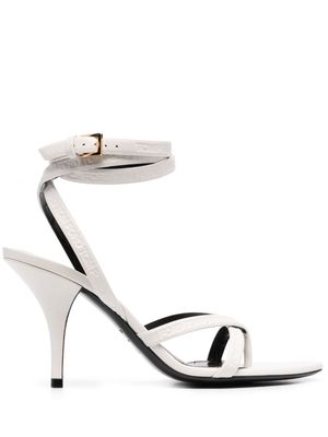 TOM FORD logo-embossed heeled leather sandals - White