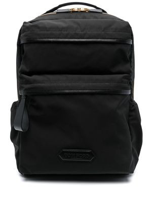 TOM FORD logo-embossed leather backpack - Black