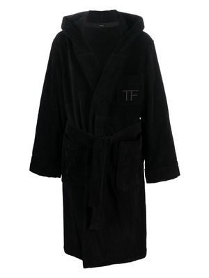 TOM FORD logo-embroidered bath robe - Black