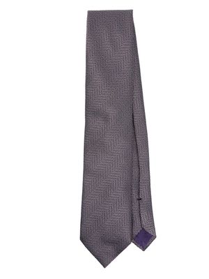 TOM FORD logo-embroidered silk tie - Purple