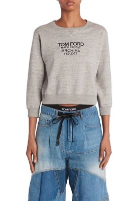 TOM FORD Logo Graphic Cotton Sweatshirt in Grey/Black